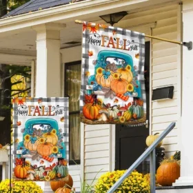 Fall Pumpkins Truck Happy Fall Y’all Flag MLN561F