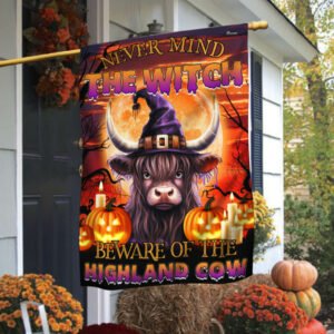 Beware Of The Highland Cow Halloween Pumpkin Flag TPT1136F