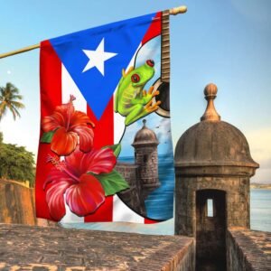 Puerto Rico Hibiscus Coqui Frog Flag TPT1070F