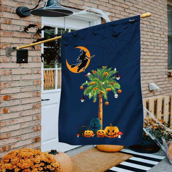 South Carolina Halloween Witchcraft Flag Pumpkins Palm Tree MLN1753F
