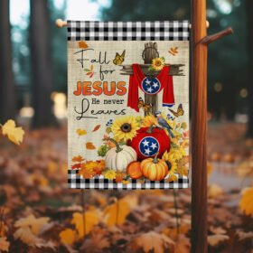 Tennessee State Fall Pumpkins Flag Fall For Jesus He Never Leaves Halloween Flag MLN1780Fv1