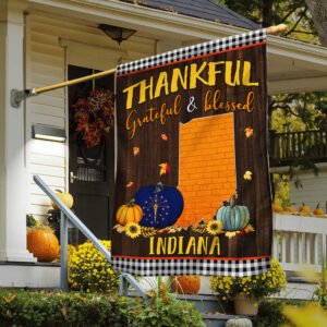 Indiana State Fall Flag Thanksgiving Thankful Grateful And Blessed TQN446Fv10