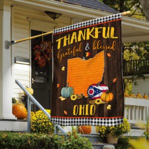 Ohio State Fall Flag Thanksgiving Thankful Grateful And Blessed TQN446Fv11