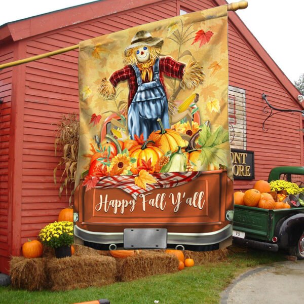 Happy Fall Y'all Scarecrow Flag TQN1742F