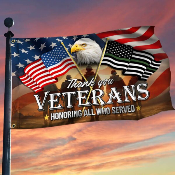 Thank You Veterans, American Eagle Memorial Veteran Day Flag TPT66GFv1n