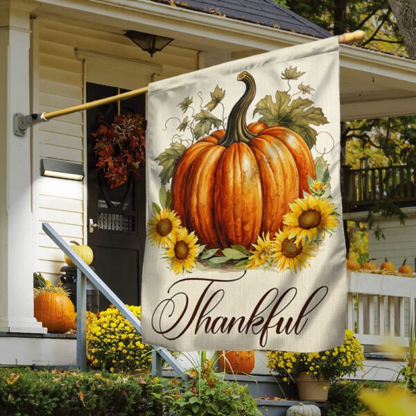 Fall Thankful Pumpkin Thanksgiving Flag TQN1781F
