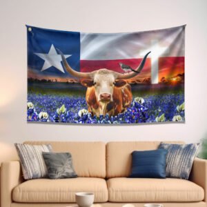 Texas Longhorn Cattle Flag That Place Forever In Your Heart Dorm Flag MLN1836GF