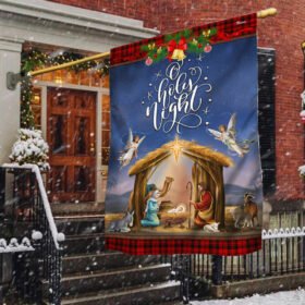 Christmas Flag Nativity Scene O Holy Night Child Is Born TQN1896F