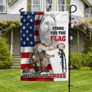 Veteran Jesus Christ Kneeling For The Cross Memorial Honoring Fallen Soldiers Veterans Flag MLN2007F