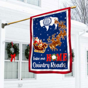 Wyoming Take Me Home Country Roads Christmas Santa Claus Flag MLN2014F