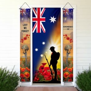 Australia Remembrance Day. Lest We Forget. Australian Veteran Door Cover & Banners TPT1274CB