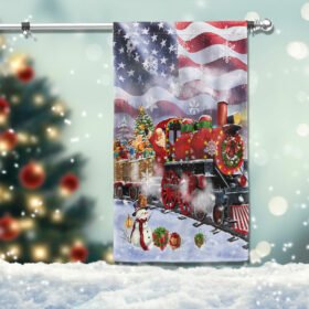 Santa Claus On the Christmas Train American Flag MLN2017F