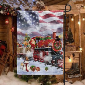 Santa Claus On the Christmas Train American Flag MLN2017F