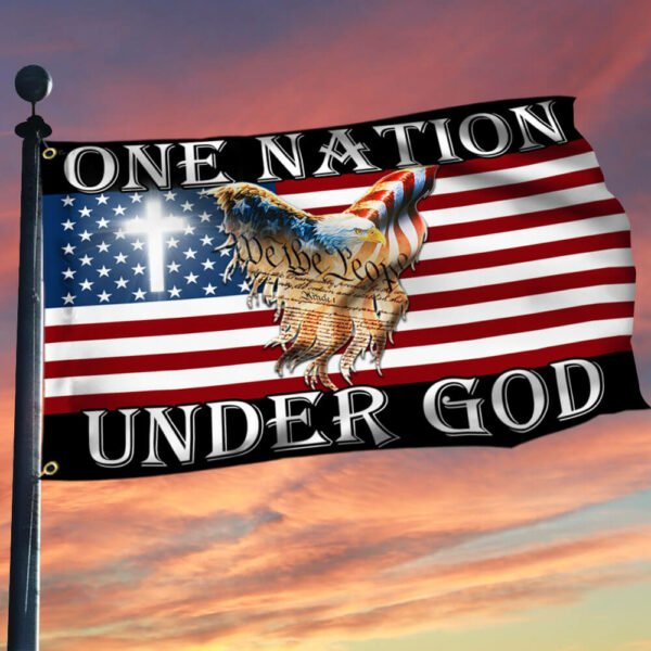 One Nation Under God Patriotic Eagle American Grommet Flag TPT1310GF