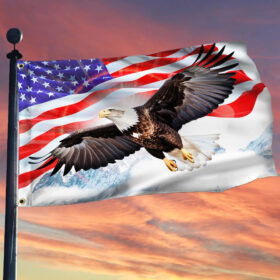 Patriotic Bald Eagle American Grommet Flag TQN1952GF