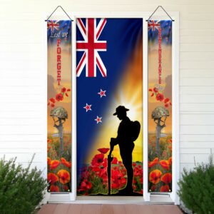 Remembrance Day. Lest We Forget. New Zealand Poppy Veterans Door Cover & Banners TPT1283CB