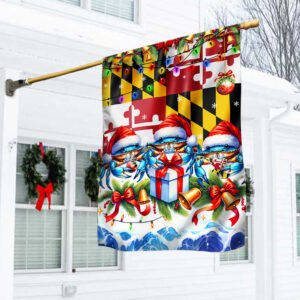 Blue Crabs Merry Christmas Maryland Flag TPT1309F