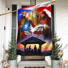 Brown Coqui Frog Three Kings Christmas Puerto Rico Flag TPT1377Fv1