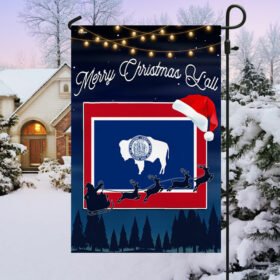 Wyoming State Merry Christmas Y'all Flag TQN1778Fv3