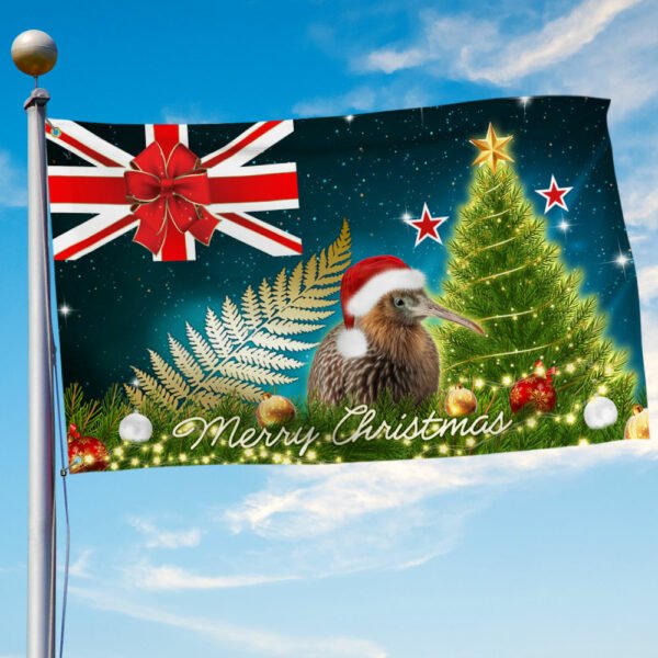 New Zealand Christmas Kiwi Bird and Fern Grommet Flag MLN2060GF