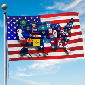 American Map With States Flag TPT1280GF