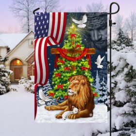 Jesus Christ Cross Lion of Judah Christmas Tree Flag MLN2015F