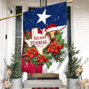 Merry Texmas Longhorns Christmas Texas Flag TPT1316F