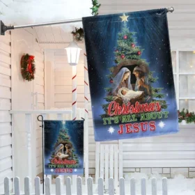 Christmas Tree Nativity O Holy Night Flag Christmas It’s All About Jesus MLN2028F