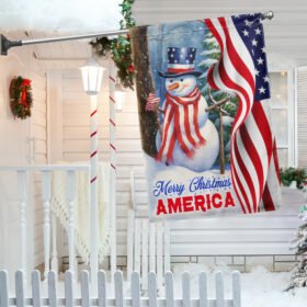 Snowman Merry Christmas American Flag MLN2085F