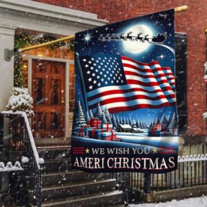 We Wish You Ameri Christmas Santa American Flag TPT1314F