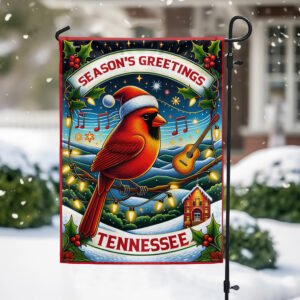 Tennessee Christmas Cardinal Season's Greetings Merry Christmas Flag MLN2094F