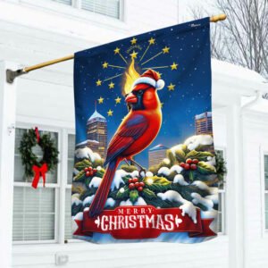 Indiana Christmas Gold Torch and Cardinal Bird Flag  MLN2096F