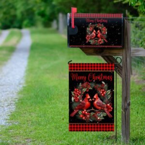 Cardinal Merry Christmas Garden Flag & Mailbox Cover TQN1811MF