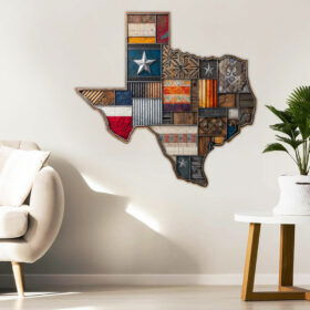 Texas Map Patterns Hanging Metal Sign TQN2302MS