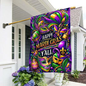 FLAGWIX  Happy Mardi Gras Y'all Masquerade Beads Flag TQN2288F