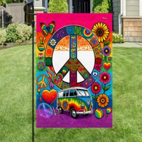 Hippie Peace Sign Hippie Van Tie Dye Flag MLN2254F