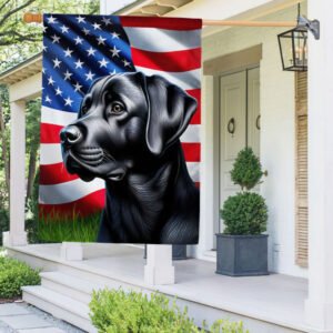 FLAGWIX  Black Labrador Dog American Flag TQN2270F