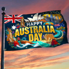 Remembrance Day Flag Poppy. Lest We Forget. Australian Veteran Grommet Flag THB3281GFv2