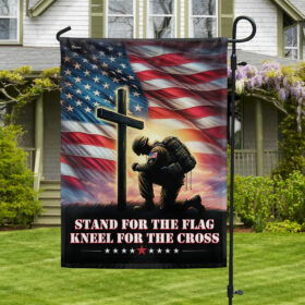 FLAGWIX  Veteran Kneeling Christ Cross Stand For The Flag Kneel For The Cross Flag MLN2354F