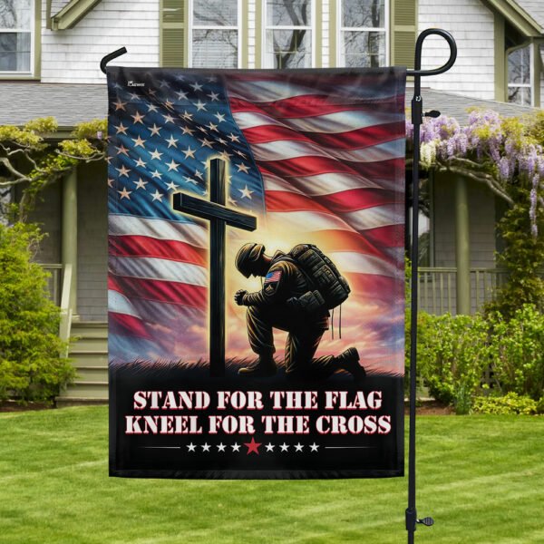 FLAGWIX  Veteran Kneeling Christ Cross Flag Stand For The Flag Kneel For The Cross Flag MLN2354F
