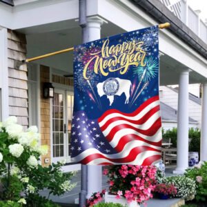 Wyoming State Happy New Year American Wyoming Flag TPT1475Fv1