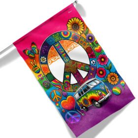 Hippie Peace Sign Hippie Van Tie Dye Flag MLN2254F