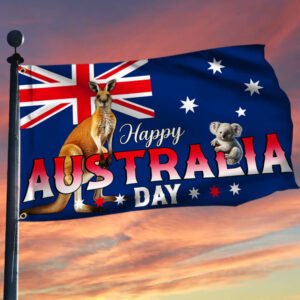 Happy Australia Day Kangaroo And Koala Grommet Flag TQN2322GF