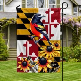 Maryland Baltimore Oriole Bird and Black-eyed Susan Flowers Flag MLN2251F