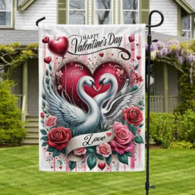 Happy Valentine's Day Swan Couple Flag TQN2326F