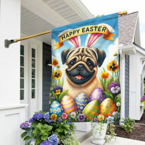 FLAGWIX  Pug Dog Happy Easter Flag TQN2496Fv2