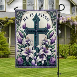 FLAGWIX  Easter Flag He Is Risen Religious Cross Lilies TQN2388F