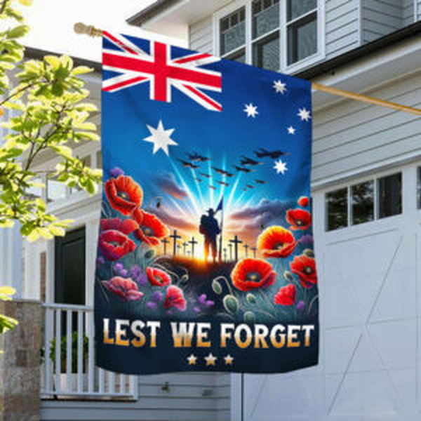 FLAGWIX  Australian Veteran Anzac Day Lest We Forget Flag MLN2533F