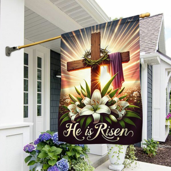 He Is Risen Easter Religious Cross Christian Flag TQN2474F