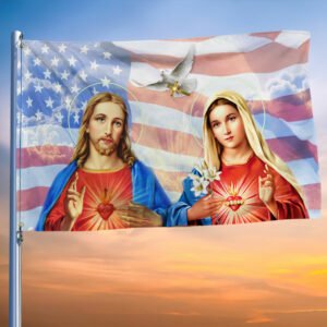 The Sacred Heart Of Jesus & The Immaculate Heart Of Mary Grommet Flag TQN148GF